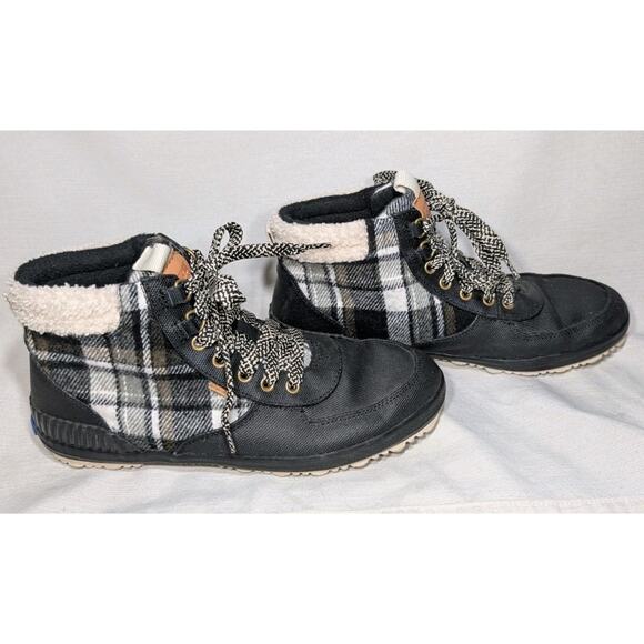 Keds Womens Scout III Black Shearling Madras Plaid Ankle Duck Boots Sz 8 WF65488 - Picture 1 of 6
